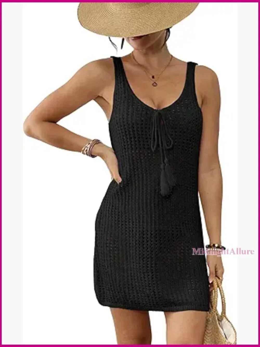 Crochet Hollow Out Backless Beach Cover Up Dress Sleeveless Swimsuit